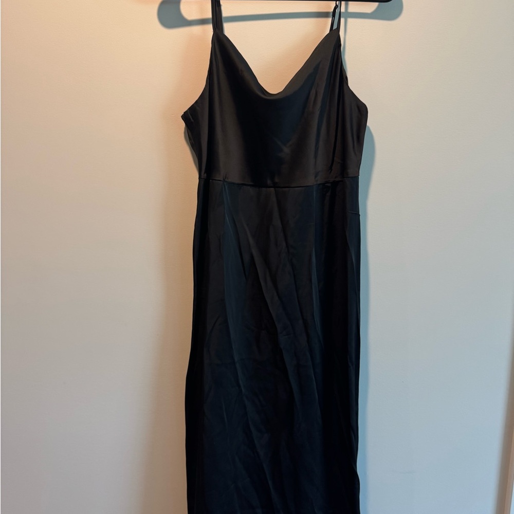 Elegant Black Satin Slip Dress